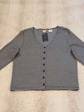 Levi's Navy and White Slim Fit Striped Tee